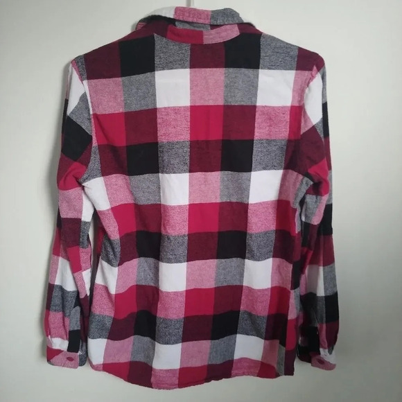 Tag Flannel Plaid Blouse Shirt, Checkered, M - Picture 4 of 7